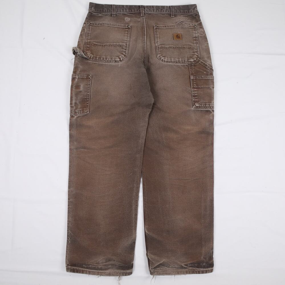 Vintage Carhartt B136 DKB Distressed Faded Brown Double Knee Pants 33x30 - Picture 2 of 16